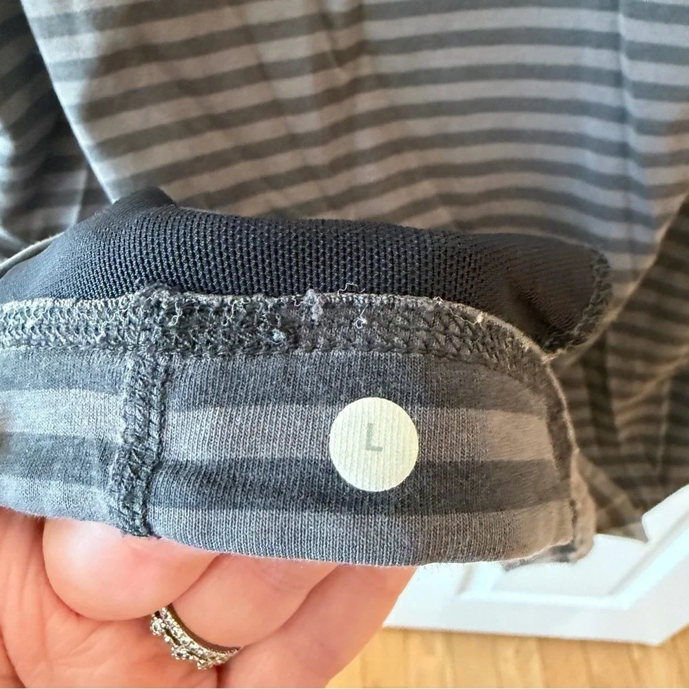 Lululemon Men's Striped Collared Sweater - Charcoal. flawed see photos